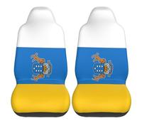 2 Pcs Auto Seat Covers Set Canary Islands Classic Flag All Seasons Washable Car Seat Protector, For Cars, Trucks, Suv