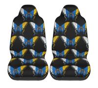 2 Pcs Auto Seat Covers Set Canary Islands Flag Butterfly Scratch-Proof Non-Slip Car Front Seat Covers, For Sedans, Suv, Trucks