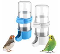 2 Pcs Automatic Bird Water Dispenser, Cage-Mounted Bird Water Feeder, Budgie Water Dispenser for Parakeet, Cockatiel, Parrot & Hamster (White & Blue)