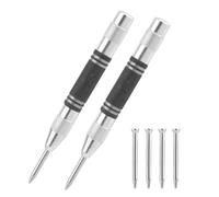 2 Pcs Automatic Center Punch, 5" Spring Loaded Center Punch, Steel Adjustable One-Handed Spring Impact Loaded Centre Hole Punchs, Hole Marker Tool for Glass Wood Thin Steel Sheets