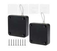 2 Pcs Automatic Door Closer, Door Retractor with Drawstring, Screws and Self Adhesive Hooks, Black Punch-Free Automatic Multifunctional Door Closing Mechanism for All Kinds of Doors