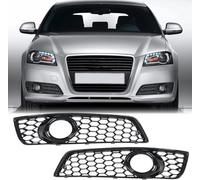2 Pcs Automobile Fog Grille for A3 8P 2009-2013, Front Bumper Fog Light Grill Cover Front Fog Light Grille Weatherproof Fog Lamp Bezel Cover