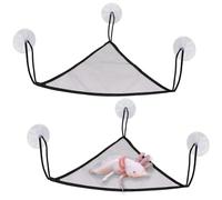 2 Pcs Axolotl Bearded Dragon Lizard Hammock with Large Suctions and Rope No Rust Breathable Mesh Reptile Hammock Tank Accessories for Geckos, Iguanas, Anoles, Snakes, Chameleon (Black)