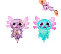 2 PCS Axolotl Squishy Toy Set, Soft Axolotl Stress Relief Toys, Durable Elastic Squishy Axolotl for Kids Teens Adults, Fun Party School Gifts, 10 Cm Colorful Malt Sugar Design