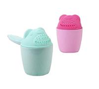 2 Pcs Baby Bath Rinser Cup, Rinse Jug for Hair Washing Detachable Rinse Cup Cartoon Rinse Cup with Handle, Multi-Use Rinsing Water Scoop for Protecting Infant Eyes (Bule+Pink)