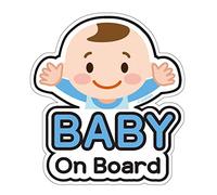 2 PCs Baby On Board Sticker for Cars Warning Tape PVC Car Stickers, Little Baby Window Decals Baby On Board Sign Automobiles Decoration,Car Accessories Stickers(Basic Boy)