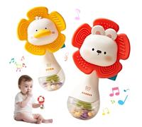 2 PCS Baby Rattles Teething Toys 3-6 Month, Baby Toys for 0-6 Months Infant Toy Sensory Toys with Beads Grasping Shaker, Newborn Must Haves Montessori Toys Babies Gifts