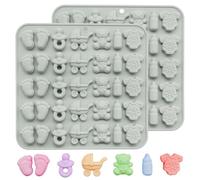 2 Pcs Baby Shower Chocolate Mold Silicone Footprints, Candy Moulds Gummy Bite Size Onesie Carriage Bear Shaped for Cupcake Cake Decoration Ice Party Kitchen Supplies