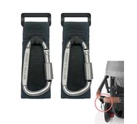 2 Pcs Baby Stroller Hook, Carry 30 lbs per Stroller Carabiner Clip, Adjustable Baby Stroller & Car Seat Hook for Hanging Diaper Bag, Wheelchair, Shopping and Pet Cart(Nylon)