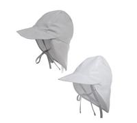 2 PCS Baby Sun Hat, UV Protection Hats Toddler, Children Summer Beach Hat with Neck Protection, for 6 Months to 1 Year Old Babies and Children Unisex Gray White,Head Circumference 44-48cm