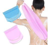 2 Pcs Back Scrubber for Shower, Back Washer with Handles for Men & Women, Double-Side Use Exfoliate Washcloth Bath Tool to Scrub Your Body (Pink and Blue)
