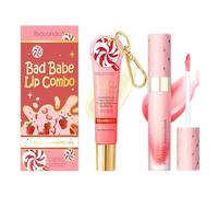 2 Pcs Bad Babe Lip Combo Set - Strawberry Lip Conditioner & Stay Shining Lip Oil Kit, Moisturizing, Long-Lasting Shine, Nourishing Lip Care Duo (# Strawberry)