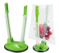 2 Pcs Baggy Rack Holder for Food Prep Bag, Adjustable Baggie Holders,Freezer Bag Holder Stand, Reusable Kitchen Food Storage Bags Clips Stands - Green