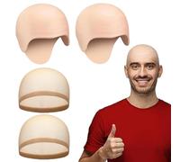 2 Pcs Bald Cap Adult Extended Latex Bald Caps with 2 Elastic Wig Caps | Realistic Bald Cap for Men Women Bald Wig Pitbull Bald Cap Costume for Cosplay Party Halloween Music Festival Theatre