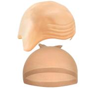 2 Pcs Bald Cap,Latex Caps Wig Costume Head Cover Mask Nude Hat Pitbull Cosplay Accessory Adult Makeup Set Smooth Brown Fancy Dress Hats Silicone Cosplayer Funny,for Halloween Adults Man Women Coser