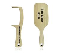 2 Pcs Bald Man Comb, Funny Bald Man's Comb Funny Gag Gift, Wooden Hairless Grooming Toothless Brush for Trick Friends Party Gift (Natural Wood Color, 2 PCS)