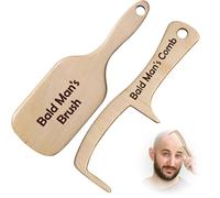 2 Pcs Bald Man Comb Joke Set, Bald Mans Comb and Brush, Hairless B-ald Combs, Prank Gift for Balding Men, Balding Man Gag Gifts, Funny Wooden Hairless Toothless Combs for Father, Husband, Friends