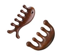 2 Pcs Bamboo Scalp Massager - Wooden Wide Tooth Hair Comb Head Tool, Meridians Scalp Massage Comb, Round Tips for Men & Women