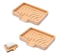 2 Pcs Bamboo Soap Dish Reliable Bamboo Soap Holder for Home Kitchen Shower Bathroom Sponges Accessories Storage, 13 * 10CM