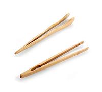 2 pcs Bamboo Toaster Tongs, Reusable Classic Bamboo Kitchen Tongs for Cooking Toaster, Cheese, Bread, Tea Kitchen Accessory (7inch Long)