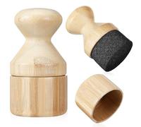 2 Pcs Bamboo Wax Applicator Set for Cutting Boards and Butcher Blocks | Sponge Head with Lid, Brown Finish, for Wooden Countertops, Home Kitchens, Chefs and Hobbyists