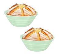 2 Pcs Banneton Bread Proofing Baskets,Silicone Sourdough Bread Baking Supplies, Bread Proofing Baskets for Sourdough, 9.3" Round Collapsible Sourdough Baking Basket (Green Round)