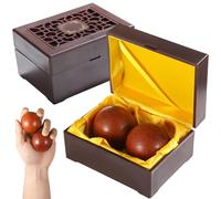 2 Pcs Baoding Balls, Rosewood Hand Exercise Balls With Storage Case, 2-Inch Hand Massagers