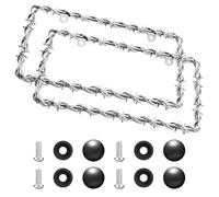 2 Pcs Barbed Wire Design License Plate Frame, Chain Plate Frame Supplies Comes with Screws, Barbed Wire License Silver, Personalized License Cars, Trucks for Men and Women