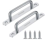 2 Pcs Barn Door Handles, Sliding Door Pull Handles, Stainless Steel Closet Cabinet Door Handles Pulls with Plates for Cupboard Cabinet Wardrobe Drawer Shed Pull Handles, 160mm/6.3 inch - Silver
