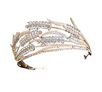 2 Pcs Baroque Crown Wedding Headpiece for Bride Metal Headbands for Women Diamond Headband Womens Headbands Rhinestone Bridal Baroque Wedding Girl Wedding Headdress Prop Golden Gem