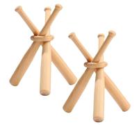 2 Pcs Baseball Holder, Wooden Mini Baseball Bat- Shape Display Rack for Ball, Decorative Desktop Stable Display Case Stand for Kids and Sports Lover