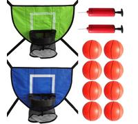 2 Pcs Basketball Hoops for Trampolines, Comes with 2 Air Pumps & 8 Inflatable Balls, Fit for Standard Trampolines, Youth-Focused Outdoor Play