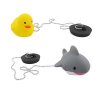 2 Pcs Bath Plug and Chain, 6.5x6.5cm and 6x4cm, Duck and Shark Shaped Bath Plug Replacement, Fun and Practical Bath Plug Chain Only for Kids, Bath Plug Chain for Child Friendly Bathing Experience