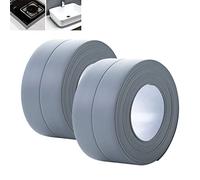 2 Pcs Bath Sealant Strip,Bathroom Sealant Tape,Shower Seal Tape,Self Adhesive Tape Waterproof,Silicone Material,Anti-Mildew, Easy to Clean,For Showers, Corners, Kitchen Sinks (Gray)