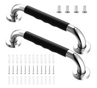 2 Pcs Bathroom Grab Rails for Elderly, Grab Bar Rail Hand Rails, Stainless Steel Handrail Auxiliary Handle, Non-Slip Indoor Outdoor Safety Handles for Shower Kitchen Bedroom Bathtub Steps(11.8")