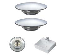2 Pcs Bathroom Sink Plug Replacement, Easy Pop Up Sink Plug Replacement Silver Chrome Click Clack Basin Waste, Pop Up Plug Spares Bathroom Sink Push Button, 66mm Drain Stopper for Bathroom Sinks