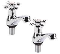 2 PCS Bathroom Taps, Bathroom Sink Taps, Chrome Brass Cross Lever Basin Tap, Hot and Cold Tap Separate 2 Holes, Chrome Lever Sink Faucet Apply Hot and Cold Water, to Smooth Water Control