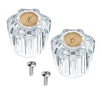 2 Pcs Bathtub Faucet Handles Shower Knobs Replacement Hot and Cold Bathroom Sink Faucet Knob Replacement with Screws Inner Hole Diameter of 8mm Compatible with Delta/LDR/Delex/Peerless Faucets, Gold