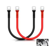2 Pcs Battery Cable, Battery Leads, 50cm 5AWG/16mm² Pure Copper Heavy Duty Inverter Cables, 12V Inverter Connection Cables with M8 Ring Terminals for Motorcycle Solar Marine RV Grounding, Red & Black