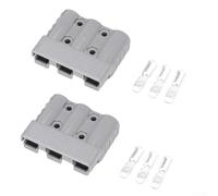 2 Pcs Battery Connector 3 Pin 75A for Anderson Battery Quick Connector , for UPS and Lithium Battery Solar Connector, with 6 Terminal(Gray)