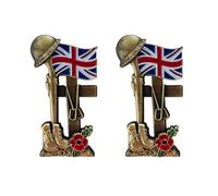 2 Pcs Battle Cross UK Veteran Soldier Remembrance Day Brooch Enamel Pin Badge Gift