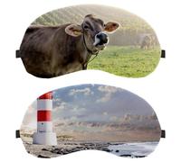 2 PCS Beach Lighthouse Sea Landscape Eye Mask for Side Sleeper, Sleeping Mask, Sleep Eye Mask, Soft Eye Shade Cover for Travel, Nap, Plane, Light Blocking