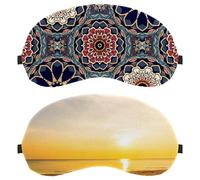 2 PCS Beach Sunset Sunrise Sleep Mask Cover, Eye Mask for Men Women, Breathable Sleeping Eye Masks, Zero Eye Pressure for Sleeping