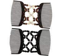 2 Pcs Beads Hair Combs, Magic Elastic Hair Double Clips, for Girls Hair DIY Hair Styling Tool