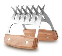 2 Pcs Bear Claws Meat Shredder Meat Shredder Claws with Wood Handle Stainless Steel BBQ Claw for Handling Turkey Chicken and Pulled Pork BBQ Grill Accessories for Smoker Kitchen Cooking Gifts