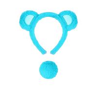2 Pcs Bear Ears and Tail Set with Small Bear Ears Headband Tail Cosplay Costume Accessory for Halloween Halloween Cosplay Costumes (Blue)