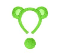 2 Pcs Bear Ears and Tail Set with Small Bear Ears Headband Tail Cosplay Costume Accessory for Halloween Halloween Cosplay Costumes (Green)
