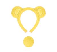 2 Pcs Bear Ears and Tail Set with Small Bear Ears Headband Tail Cosplay Costume Accessory for Halloween Halloween Cosplay Costumes (Yellow)