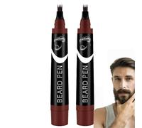 2 Pcs Beard Pencil Filler with Fo/rk Tip,Beard Pencil Filler for Men,Natural Enhancer to Fill,Beard Pencil Filler & Thickener,Natural Brown Beard Dye for Filling,Beard Thickener for Men(Brown)