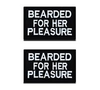 2 PCS Bearded for Her Pleasure Funny Social Tactical Military Biker Patch Hook and Loop Embroidery Fastener Emblem - Patch Attachment for Clothes, Backpack, Jacket, Jeans